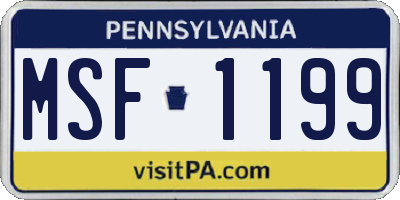 PA license plate MSF1199