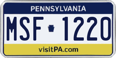 PA license plate MSF1220