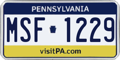 PA license plate MSF1229