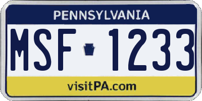 PA license plate MSF1233