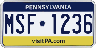 PA license plate MSF1236