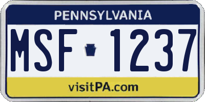 PA license plate MSF1237