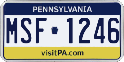 PA license plate MSF1246