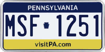 PA license plate MSF1251