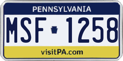 PA license plate MSF1258