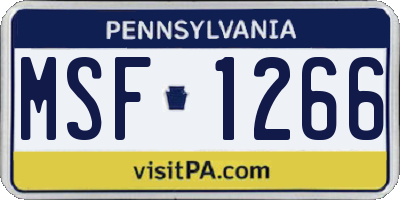 PA license plate MSF1266