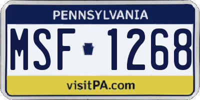 PA license plate MSF1268