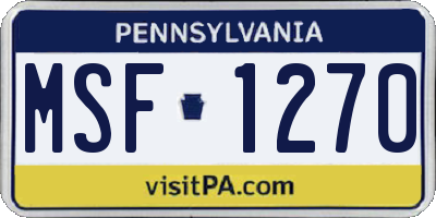 PA license plate MSF1270