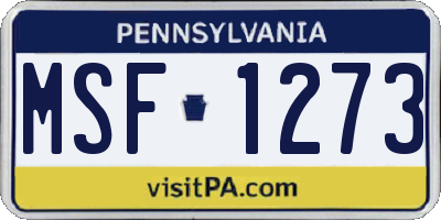 PA license plate MSF1273