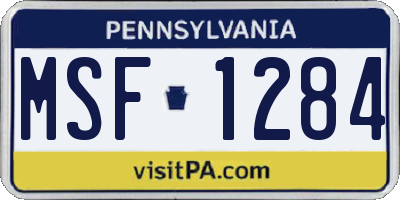 PA license plate MSF1284