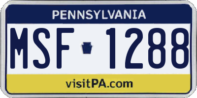 PA license plate MSF1288