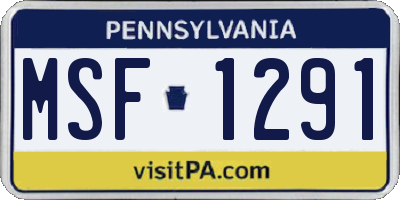 PA license plate MSF1291