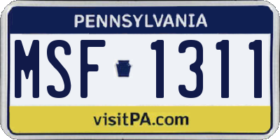 PA license plate MSF1311
