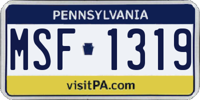 PA license plate MSF1319