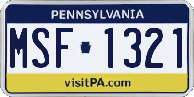 PA license plate MSF1321
