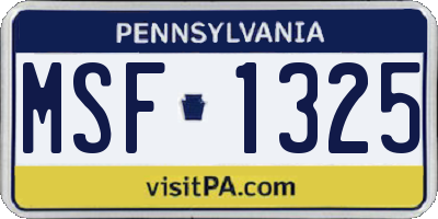 PA license plate MSF1325