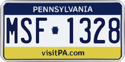 PA license plate MSF1328