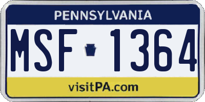 PA license plate MSF1364