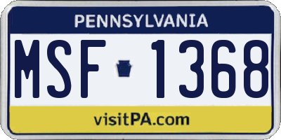 PA license plate MSF1368