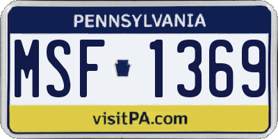 PA license plate MSF1369