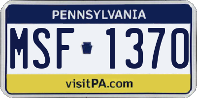 PA license plate MSF1370