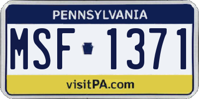 PA license plate MSF1371