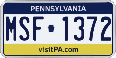 PA license plate MSF1372