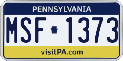 PA license plate MSF1373
