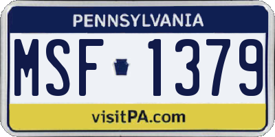 PA license plate MSF1379