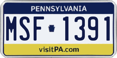 PA license plate MSF1391