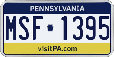 PA license plate MSF1395