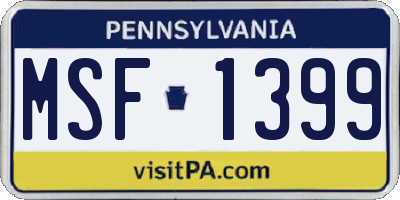PA license plate MSF1399