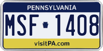 PA license plate MSF1408
