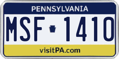 PA license plate MSF1410