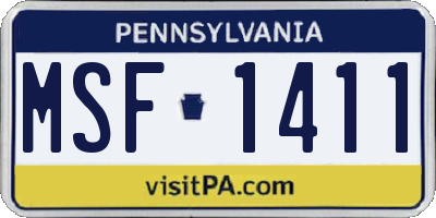 PA license plate MSF1411