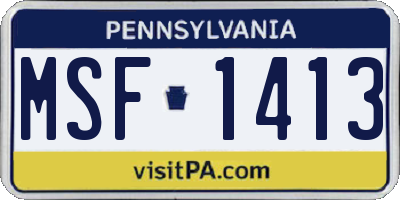 PA license plate MSF1413