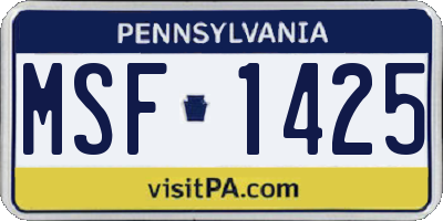 PA license plate MSF1425