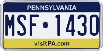 PA license plate MSF1430