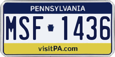 PA license plate MSF1436