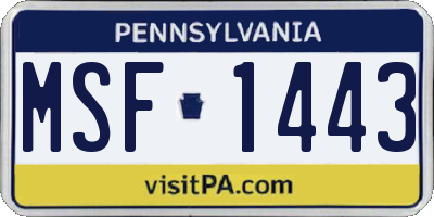PA license plate MSF1443
