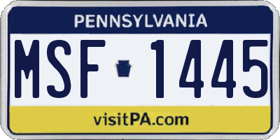 PA license plate MSF1445