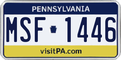 PA license plate MSF1446