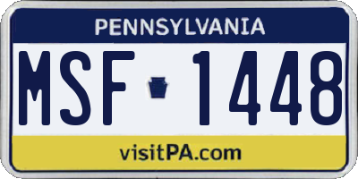 PA license plate MSF1448
