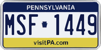 PA license plate MSF1449