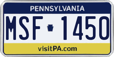 PA license plate MSF1450