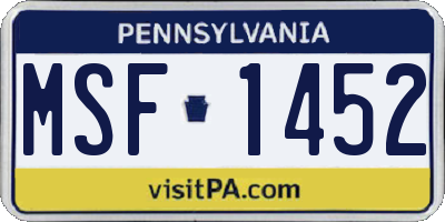PA license plate MSF1452