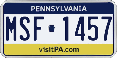 PA license plate MSF1457