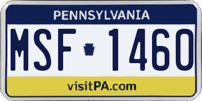 PA license plate MSF1460