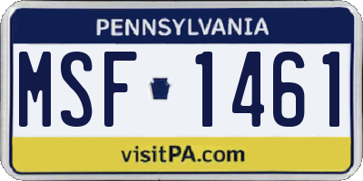 PA license plate MSF1461