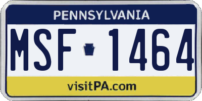 PA license plate MSF1464